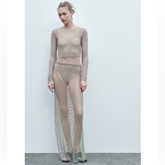 Zara SHIMMER MESH SKIRT - Picture 4 of 13